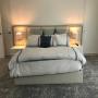 Custom Upholstered Headboard With Food Board Upholstered Bed Frame Headboard New York Custom Beds Nyc Custom Upholstery Nyc Exposed Wood With Upholstery Headboard Leather Headboard